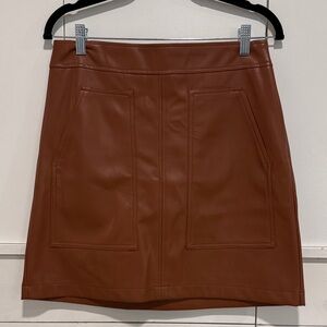 NWT LOFT faux leather skirt- cognac